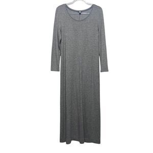 J Jill Gray Wool Blend Maxi‎ Dress Size L Long Sleeve Minimalist Timeless
